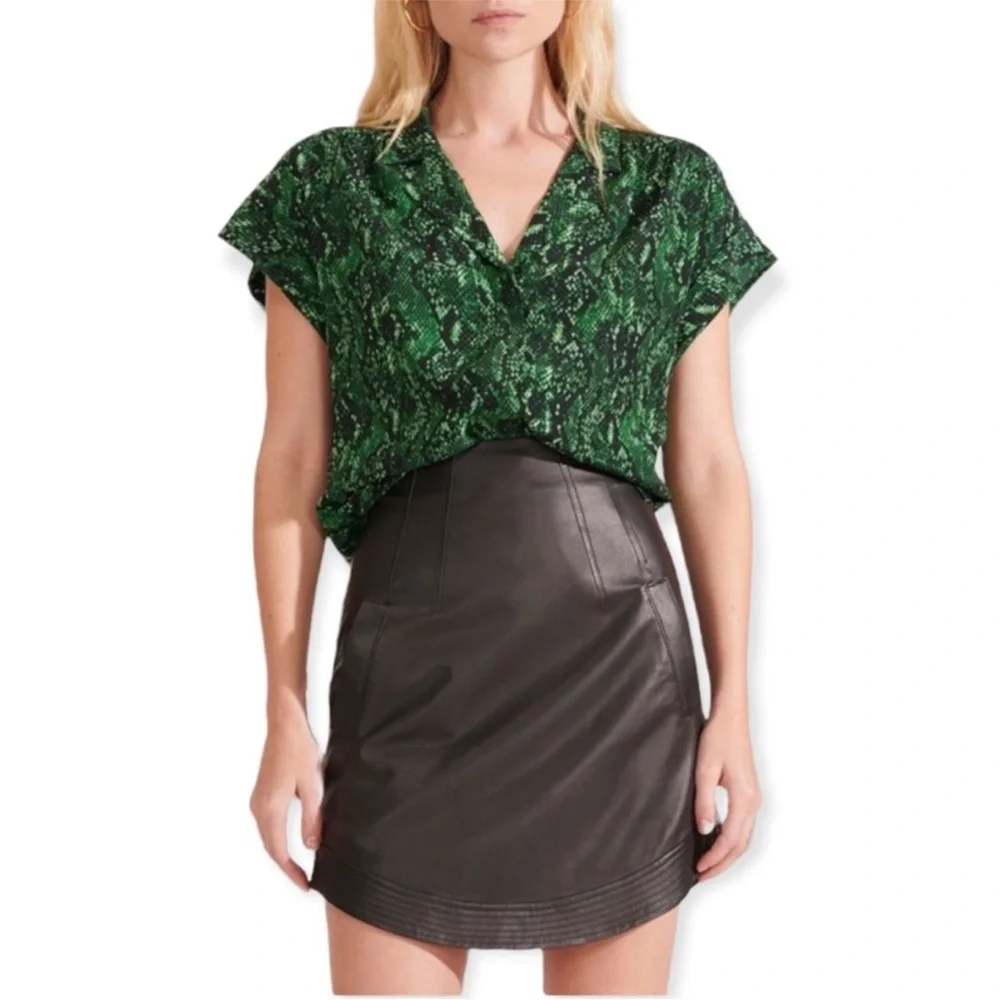 Veronica Beard Merci Python Printed Silk Top - Picture 1 of 6
